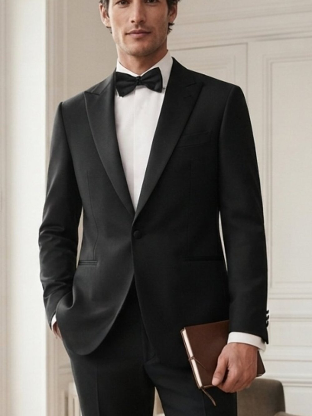 Stafford Men's Black Single-Button Satin Lapel Tux Blazer Size 52R
